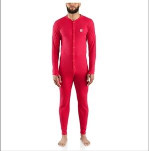 Carhartt Black Men's Long Underwear Onesie With Butt Flap Size XL